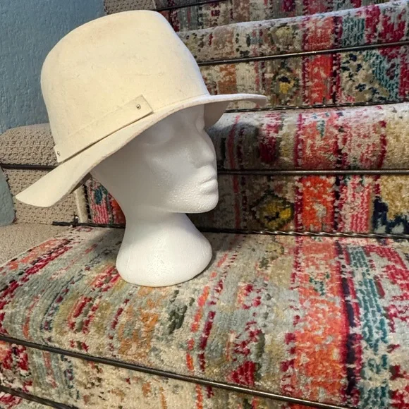 Anthropology Cream Wool Women's Wide Brim Hat - Picture 3 of 4